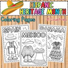 three spanish heritage month coloring pages for the kids to color and learn how to use them