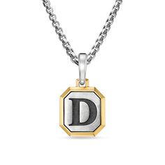 D Initial Amulet in Sterling Silver with 14K Yellow Gold, 17mm Yellow Gold Jewelry With Initial Pendant Box Chain, Classic Jewelry With Initial Pendant Box Chain, Classic Initial Pendant Jewelry With Box Chain, Classic Box Chain Jewelry With Initial Pendant, Classic Initial Pendant Box Chain Jewelry, Gold Amulet, D Initial, Marco Bicego, Anniversary Bands