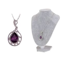 Enhance your elegance with the Silver Purple Crystal Teardrop Pendant Necklace. Featuring a classic water drop design adorned with sparkling crystals, this necklace captures surrounding light, ensuring you shine with perfection. Its adjustable extender ensures the perfect neckline, adding charm to your look. Water Drop Design, March Birthstone Necklace, Heart Choker Necklace, Crystal Amethyst, Heart Choker, Drop Design, Purple Crystal, Teardrop Pendant, Stone Pendant Necklace