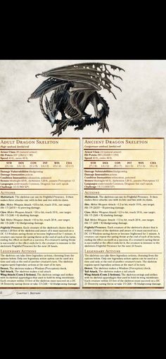 an image of a black dragon on top of a page with information about the creature