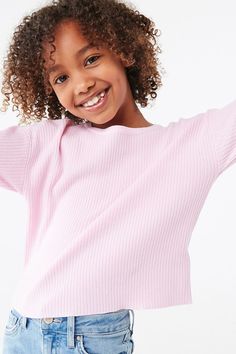 Girls Ribbed Sweater (Kids) | Forever 21 Forever 21 Outfits, Biracial Hair, Forever 21 Girls, Top Kids, Mixed Hair, Natural Curls Hairstyles, Human Braiding Hair