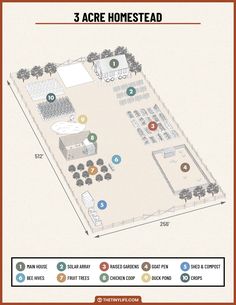 a map shows the location of 3 acne homesteads in different locations, including two