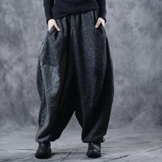 Comfortable, One of Kind. Harem online shop,|Dark Gray|Female|Harem|Elastic|Solid Color|Full Length|Patchwork|Polyester/Terylene|Street|One Size|Spring/Fall|Hand Wash Baggy Harem Pants, Plus Size Harem Pants, Pants For Woman, Black Harem Pants, 40 Fashion Women, Balloon Pants, Hippie Pants, Japanese Outfits, Comfy Fashion