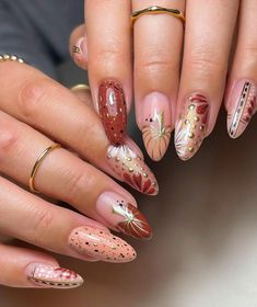 nail arts 💅 Chrome Pumpkin Nails, Pumpkin Nail Designs, Halloween Nail Art Ideas, Pumpkin Nail Art, Simple Fall Nails, Fall Gel Nails, Fall Nail Art Designs