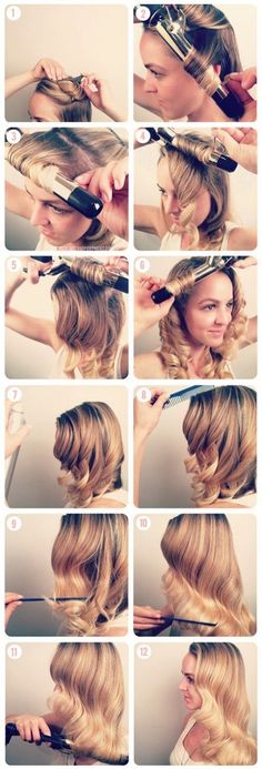 Easy Hairstyle Tutorials For Girls Vintage Curls, Vintage Waves, Veronica Lake, Pinterest Hair, Big Night, Retro Hairstyles, Hair Envy, Hair Waves