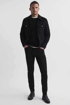 Men Night Out Outfit, What To Wear To A Club, Black Smart Casual, Night Out Outfits, Out Outfits, Black Jeans Outfit, Smart Casual Outfit, Night Out Outfit, Men's Coats & Jackets