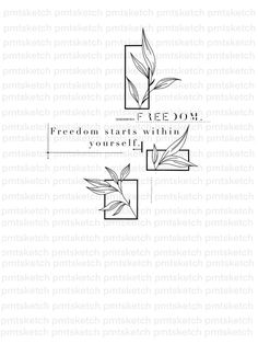 a rubber stamp with the words, freedom starts within yourself and leaves in squares on it