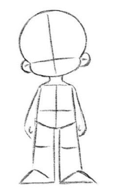 a drawing of a boy with short hair and no shirt, standing in front of a white background