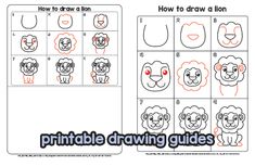 how to draw a lion step by step with pictures and instructions for drawing the face