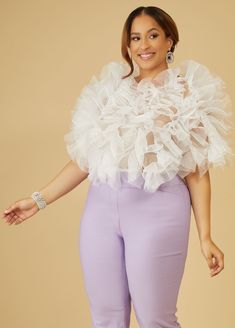 Plus Size Trendy Ruffled Party Top Plus Size Fashion Tops Organza Top Styles, Plus Size Trendy, Organza Top, Classy Dress Outfits, Top Plus Size, Going Out Tops, Ashley Stewart, Party Tops, Classy Dress