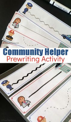 the community helper pre - writing activity is an easy and fun way to teach kids how to write