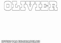 the word olliver is outlined in black and white