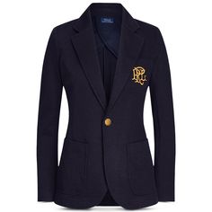 Woven From A Cotton Blend, This Double-Knit Jacquard Blazer Is Cut For A Single-Button, Notch-Lapel Silhouette And Accented With Our Signature Monogram Embroidered At The Chest. Notch Lapels One-Button Silhouette Long Sleeves With Four-Button Cuffs Shoulder Pads Left Chest Patch Pocket With "Prl" Embroidery, Two Front Waist Patch Pockets Front Waist Darts Back Princess Seams Back Vent Partially Lined New With Tags Comes With Ralph Lauren Packaging Ralph Lauren Athleisure, Ralph Lauren Blazer Women, Ralph Lauren Equestrian, Ralph Lauren Preppy, Jacquard Blazer, Ralph Lauren Womens Clothing, Knit Jacquard, Blazer Bleu, Ralph Lauren Blazer