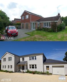 before and after photos of a house being remodeled