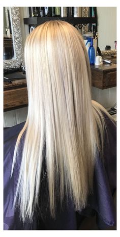 #silver #blonde #hair #straight #silverblondehairstraight Bleach Blonde Straight Hair, Full Color Blonde Vs Highlights, Cool Tone Blonde Hair Color, Super Light Blonde Hair, Pure Blonde Hair, Fully Blonde Hair, Long Bleach Blonde Hair, Really Blonde Hair, Solid Blonde Hair