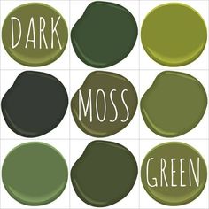 the words dark moss and green are arranged in circles on top of each other,