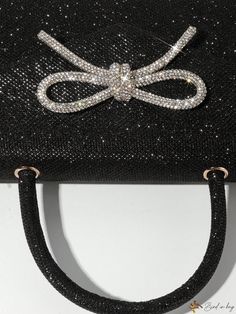 Bird in Bag - Exquisite Glitter Bowkont Embellished Purse: Top Handle Evening Bag, Chic Black Crossbody- Perfect for Wedding Parties or Special Occasions Glamorous Sparkling Evening Bag For Parties, Black Embellished Party Bag, Glitter Evening Bag For Party, Formal Sequin Bags For Party Season, Formal Sequined Bags For Party Season, Glamorous Party Bag With Rhinestones, Chic Sparkling Evening Bag For Party, Glamorous Sparkling Bags For Party, Glamorous Bling Evening Bag For Party