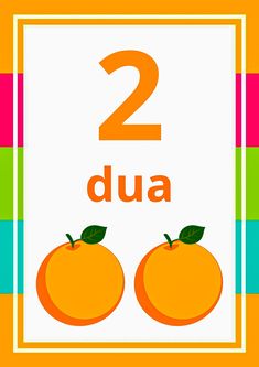 two oranges sitting next to each other in front of a sign that says 2 dua