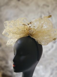 Champagne crionline 3 tier bow with gold crystal beads and gold emblishments on an Alice band Bow Fascinator, Alice Band, Gold Crystal, Raleigh Nc, Fascinator, Crystal Beads, Caps Hats, Accessories Hats, Champagne