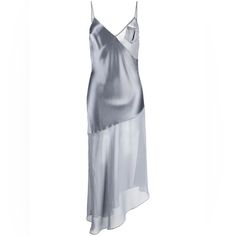 Highlights Grey Satin Finish Panelled Design V-Neck Spaghetti Straps Sleeveless Chest Patch Pocket Asymmetric Hem Mid-Length Composition Body: Polyester 100% Washing Instructions Dry Clean Only Slip Dress Drawing, Silver Satin Dress, Highlights Grey, City Dress, Satin Slip, Satin Slip Dress, Suit Accessories, Silver Dress, Gray Dress