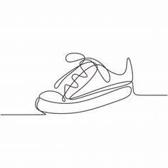 a continuous drawing of a shoe on a white background