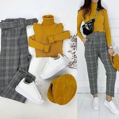 Grey Pants Outfit, Elegante Casual, Winter Outfits For Work, Casual Work Outfits, Plaid Pants, Winter Fashion Outfits, Teen Fashion Outfits