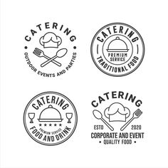 four different logos for catering and food service