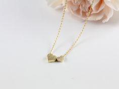 I'm in love with this necklace!  Hellomissapple.com Double Heart Charm Necklace, Double Heart Necklace, Hearts Necklace, Double Heart, Feel Beautiful, Cool Necklaces, Love Necklace, Delicate Necklace, My Collection