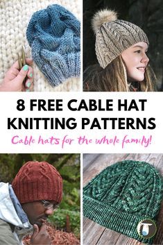 8 free cable hat knitting patterns for the whole family