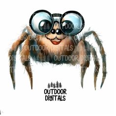 an image of a spider with goggles on it's face and the words outdoor digital