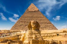 the great sphinx and pyramid in giza, egypt