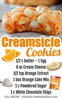 an advertisement for orange creamsice cookies with information about the ingredients and how to use it