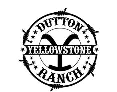 a black and white logo with the word yellowstone ranch in it's center, surrounded by stars