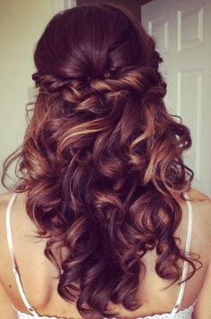 Half Up Half Down Hairstyle for Curly Hair - Prom Long Hairstyles 2015 Elegant Wedding Hair, 2015 Hairstyles, Prom Hairstyles For Long Hair, Wedding Hairstyles Half Up Half Down, Long Curls, Half Updo, Wedding Hair Down, Prom Hairstyles