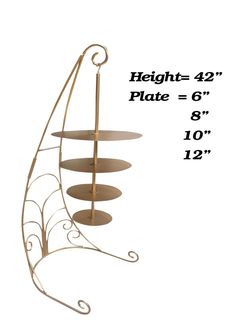 three tiered metal plant stand with measurements