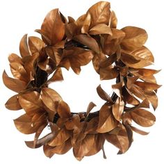 a close up of a wreath made out of leaves on a white background with clippings