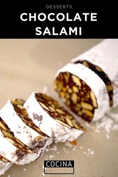 desserts chocolate salami with cocoa on top