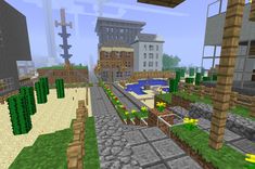 an image of a small city in minecraft