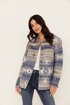 Blanket Jacket, Stitch Blanket, Whip Stitch, Southwestern Print, Short Jacket, Denim Outfit, Jacket Sale, Denim Top, Outerwear Women