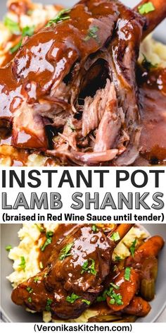 Lamb shank with red wine sauce over mashed potatoes. Lamb Shanks Pressure Cooker, Slow Cook Lamb, Lamb Shank Stew, Cook Lamb, Roast Lamb