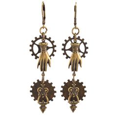 PRICES MAY VARY. Clockwork earrings reflect yesterday, today and tomorrow - part steampunk, part traditional, and fun for women of all ages Reclaimed brass gears are accented with hands, wheels, and lyre shapes of brass with an antiqued finish Brass leverbacks 3" length Handmade in the USA Featuring an eclectic assortment of components, the clockwork earrings reflect yesterday, today and tomorrow - part steampunk, part traditional, and fun for women of all ages! Reclaimed brass gears are accente Hands Of Time, Antique Finish, 3 Things, Made In The Usa, Dangle Earrings, Jewelry Earrings, Women Jewelry, California, Drop Earrings