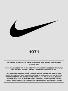 the history of nike's logo in black and white, from 1971 to 2011