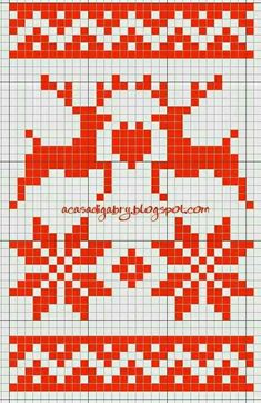 a cross stitch pattern in red and white