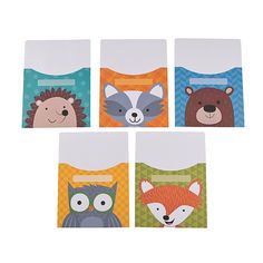 four different animal themed placemats on a white background