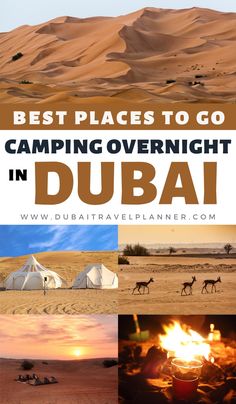 the best places to go camping overnight in dubai, united arab desert with text overlay