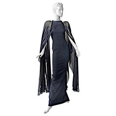 Tom Ford Signature Black Body Hugging Gown with Cape New! Evening Dress With Sheer Cape Sleeves, 1960s Wedding Dresses, Maggy Rouff, Brand Colors Inspiration, Gown With Cape, Chiffon Cape, Brooklyn And Bailey, Pink Silk Dress, Runway Fashion Couture