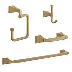 an image of bathroom accessories set in gold