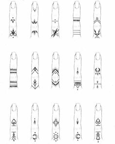 an image of different types of fingernails drawn in pencil and ink on paper