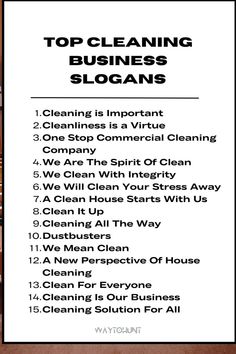 Top Cleaning Business Slogans Start A Cleaning Business, Catchy Name, Business Slogans, Catchy Names, Catchy Slogans, Cleaning Companies, Cleaning Business, Commercial Cleaning