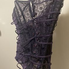 This Is A Rare Find Victoria Secret Size Large With Side Zipper All Stones And Bead Hand Sew Design Details This Victoria Secret Couture Corset Is See Threw Very Sexy Rib Cage Design Color Purple In Perfect Condition From Victoria Secret Fashion Show I Can’t Remember What Year Think It Was Maybe 2015 The Tag Is Off Never Worn Just A Collection Item I Had Siting In My Closet From Smoke Free Home Everything Must Go Moving Sale . Victoria's Secret Fitted Night Top, Victoria's Secret Camisole For Party, Victoria's Secret Sleeveless Evening Tops, Victoria's Secret Lined Bodysuit For Party, Victoria's Secret Fitted Bodysuit For Night Out, Victoria's Secret Party Bodysuit With Lined Body, Victoria's Secret Lined Party Bodysuit, Victoria's Secret Lace Trim Party Tops, See Threw